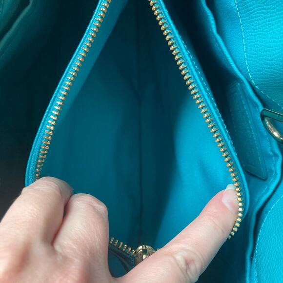 Coach Purse Handbag Satchel Turquoise - Picture 7 of 10